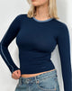Afbeelding van Bonija Lange Mouw Top in Navy Faded Denim
