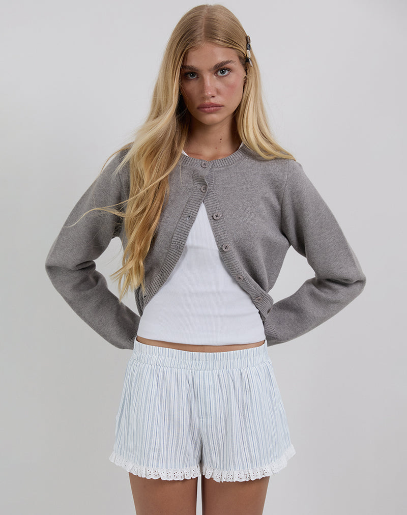 Bonji Korte Broek in Linnen Wit met Blauwe Streep