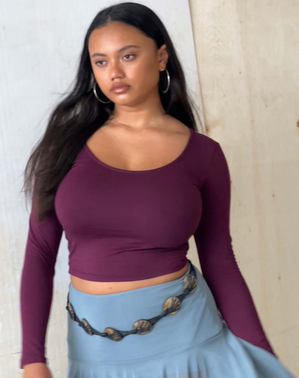 Bonlo Lange Mouw Top in Fig