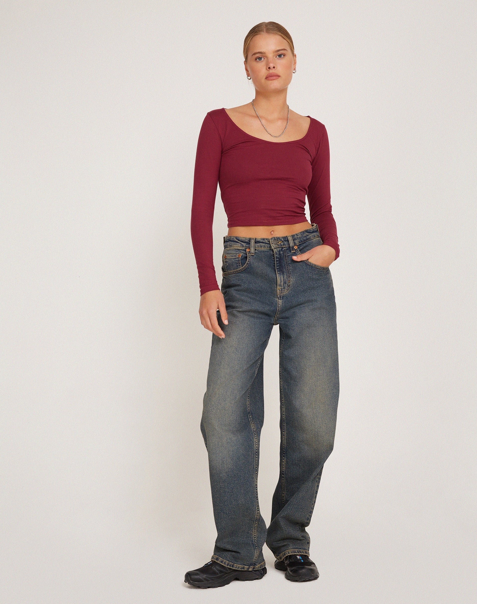 Afbeelding van Bonlo Lange Mouw Top in Plum