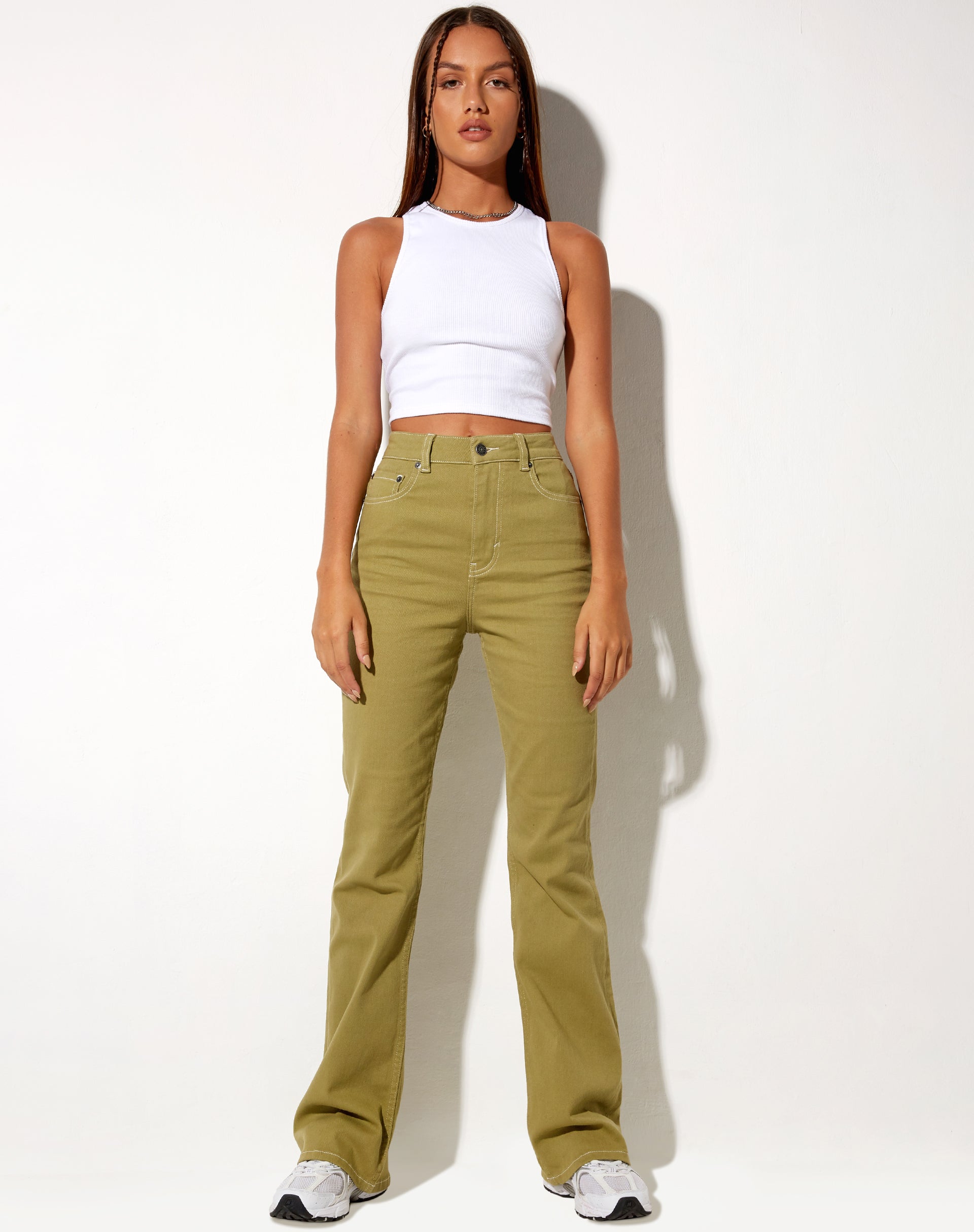 Afbeelding van Bootleg Jeans in Green Moss