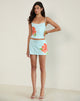 Afbeelding van Nisrin minirok in blauw met oranje bloem