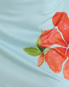 Blauw met oranje bloem