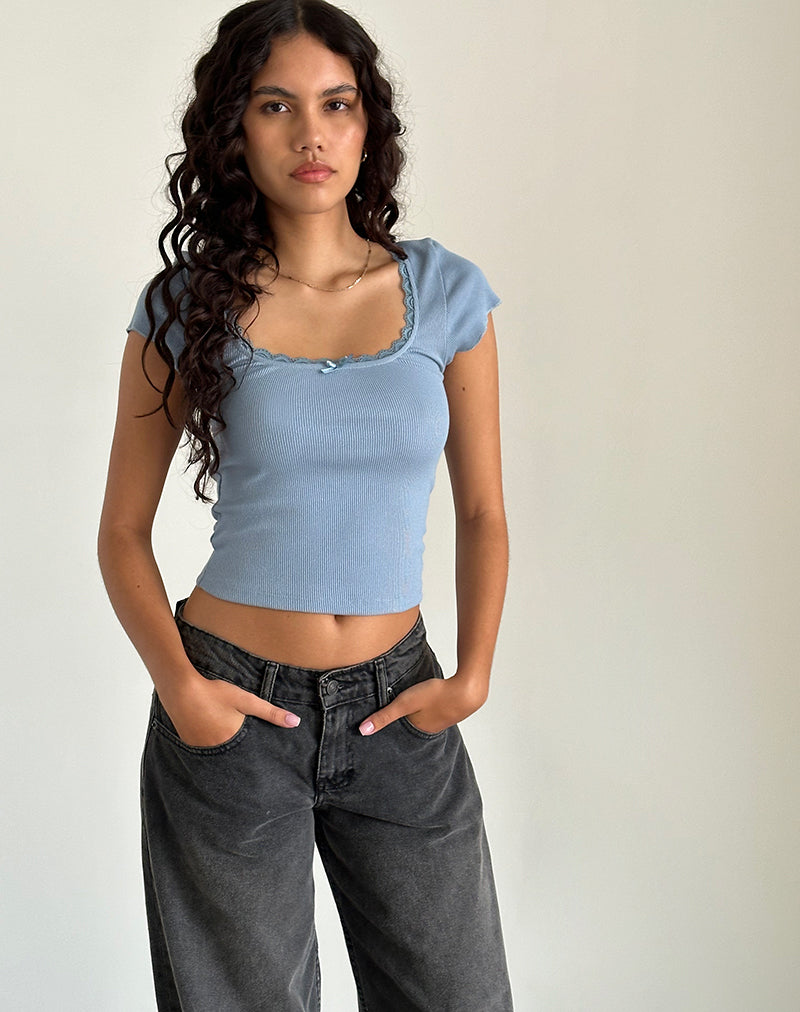 Bovillo Top met kapmouw in Nantucket Blue