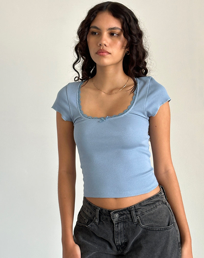 Bovillo Top met kapmouw in Nantucket Blue