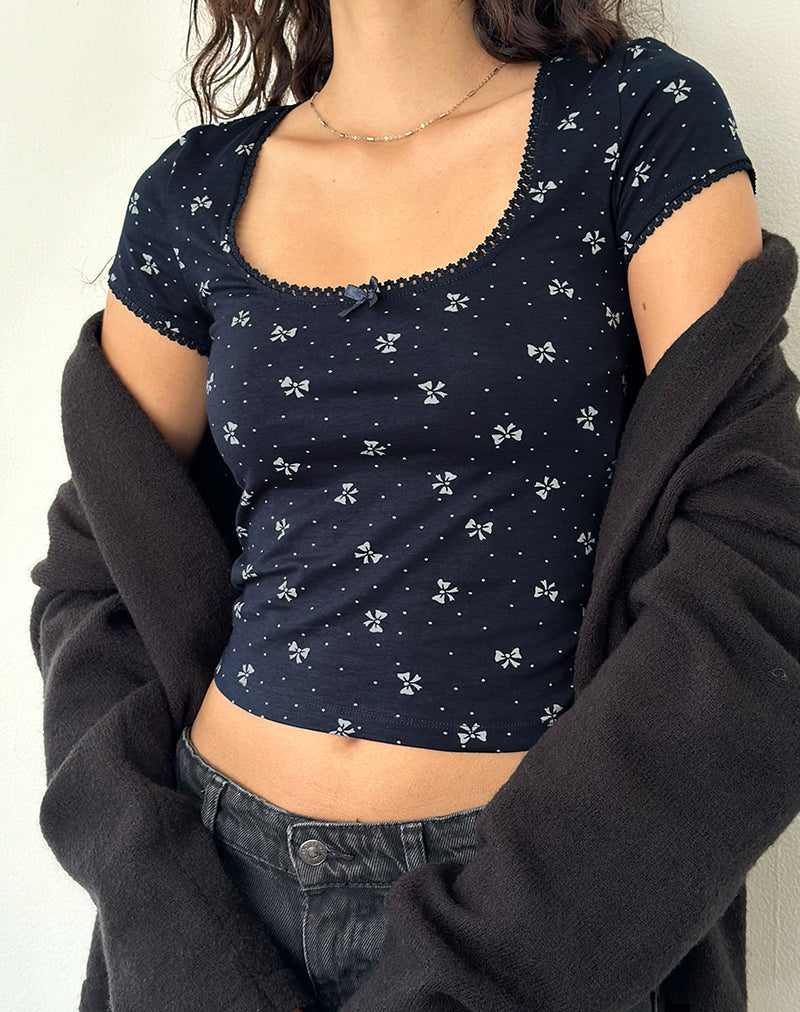 Bovino Top in Mini Strik Navy