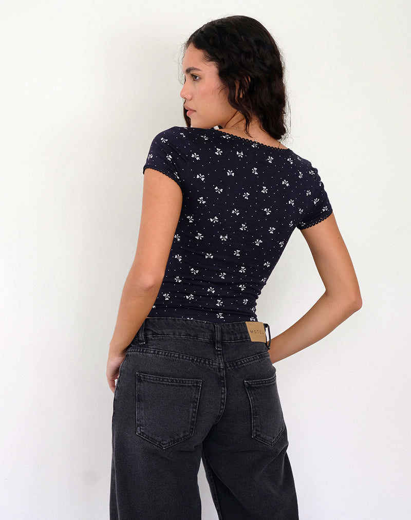 Afbeelding van Bovino Top in Mini Bow Navy