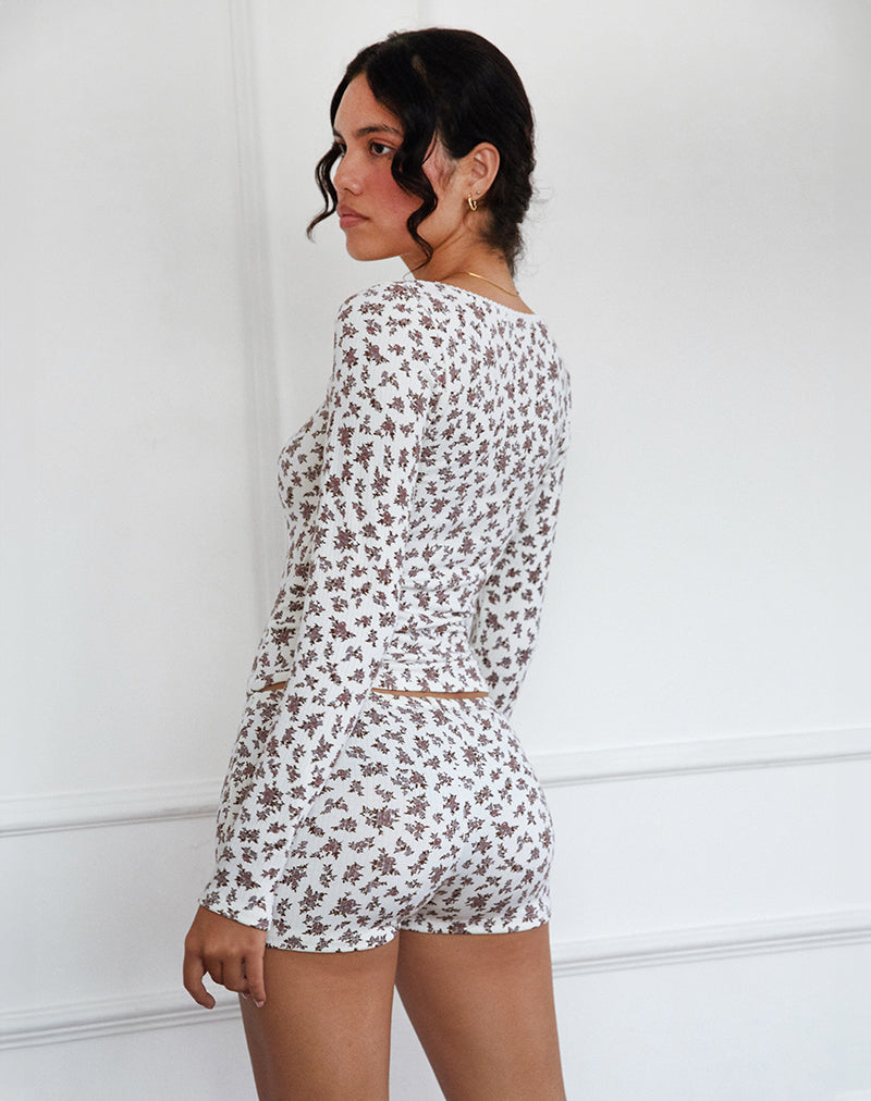 Afbeelding van Ritulia Ribbed Short in Ditsy Floral Crème