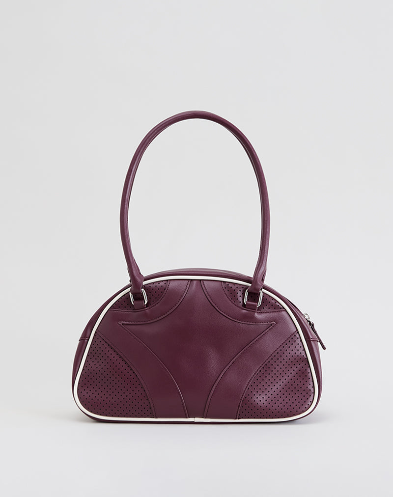 Afbeelding van Bowler Bag in crème en bordeauxrood