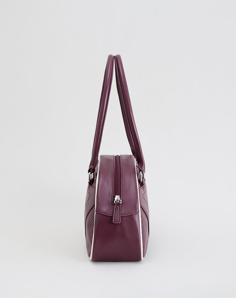 Afbeelding van Bowler Bag in crème en bordeauxrood