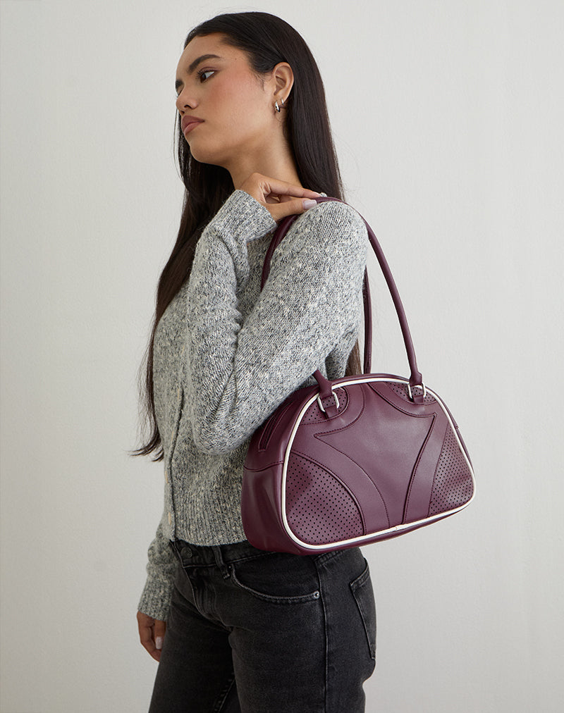 Afbeelding van Bowler Bag in crème en bordeauxrood