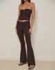 Afbeelding van Dan Tie Front Flared Broek in Broderie Bruin