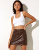 Afbeelding van Braima Mini Rok in PU Bitter Chocolade met Ivory Stitching