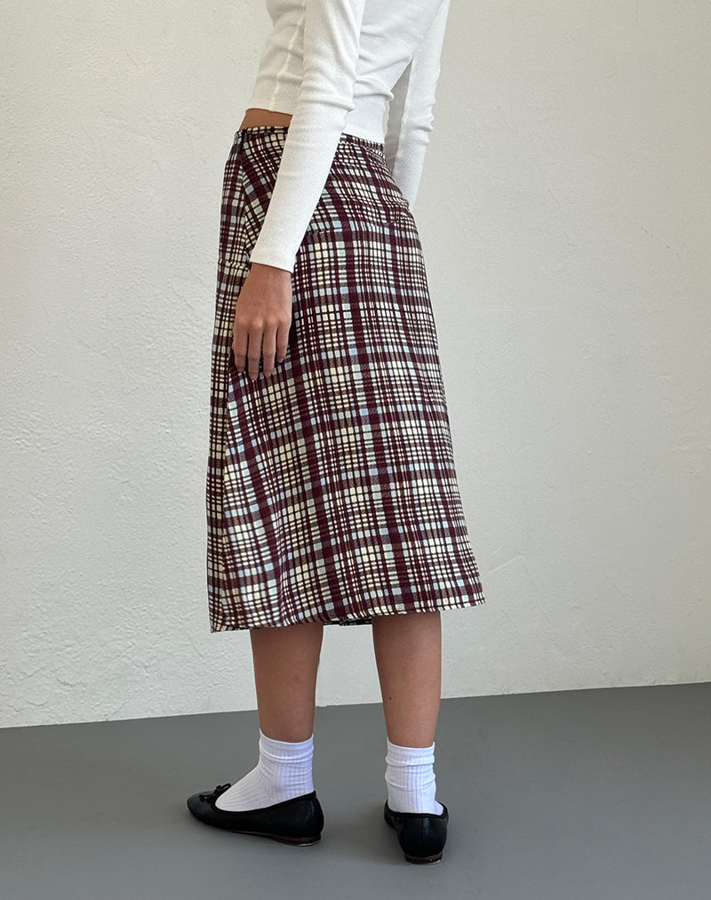 Afbeelding van Brella Midi rok in Multi Check Bruin