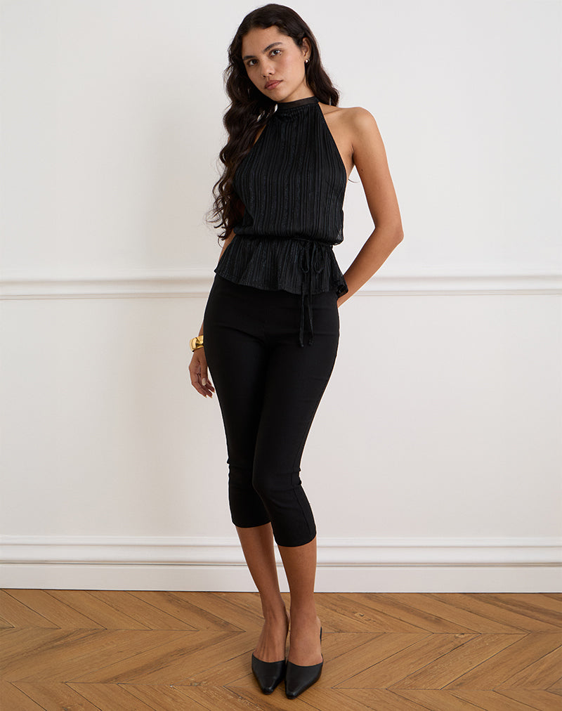 Afbeelding van Brienne Top in Chiffon Plisse Zwart met Voering