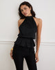 Afbeelding van Brienne Top in Chiffon Plisse Zwart met Voering