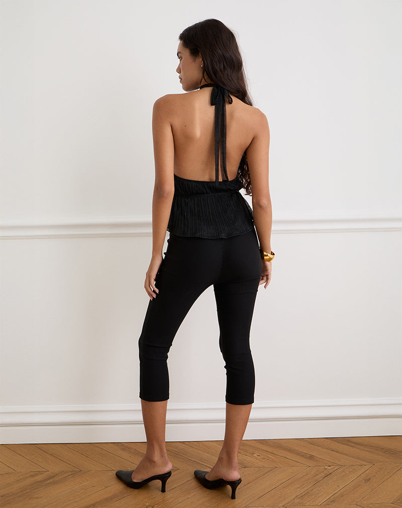 Afbeelding van Brienne Top in Chiffon Plisse Zwart met Voering