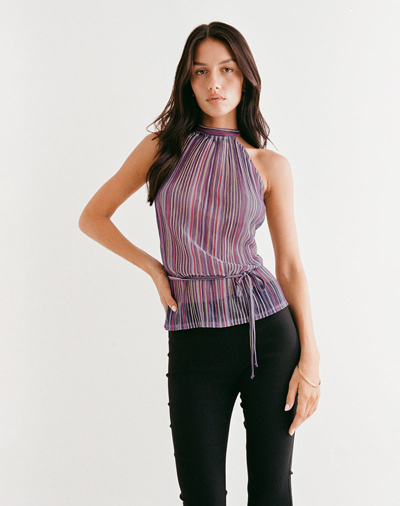 Afbeelding van Brienne Top in Shimmer Plisse Paars Roze