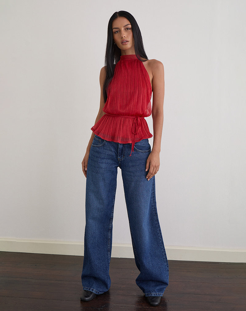 Afbeelding van Brienne Top in Shimmer Plisse Rood