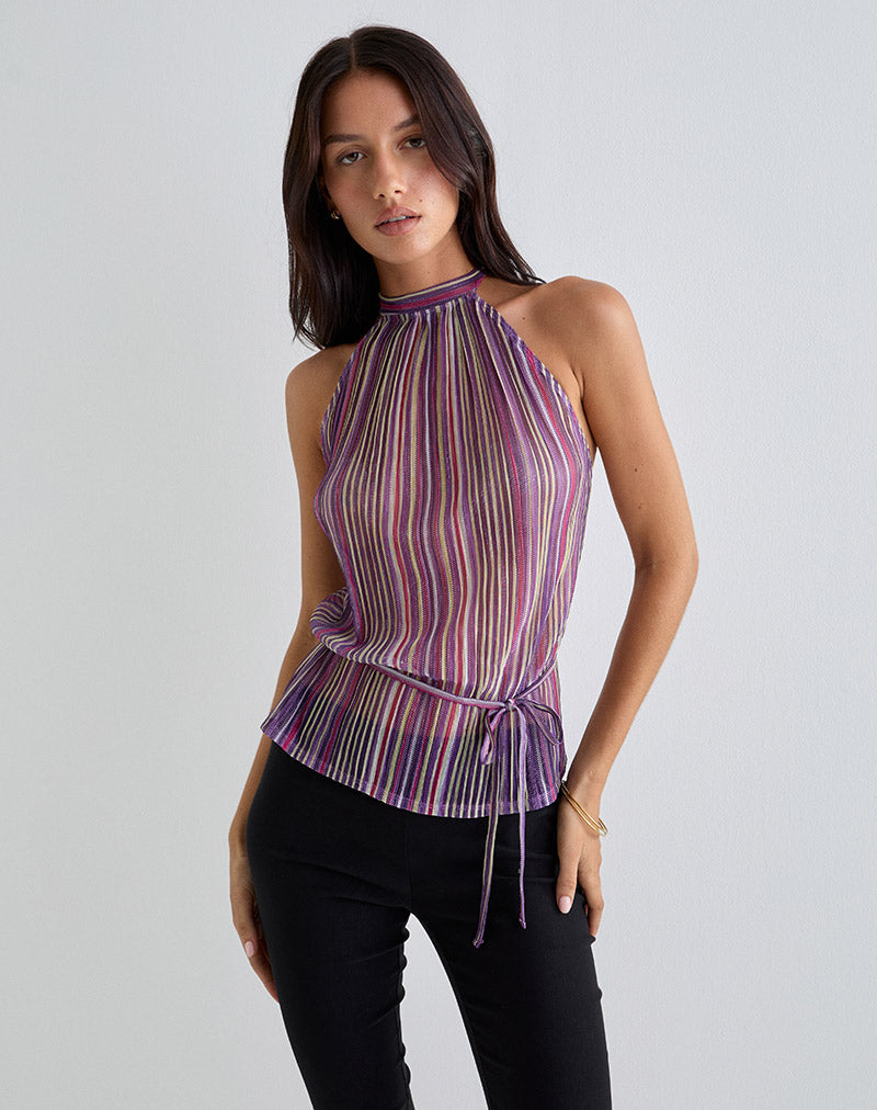 Afbeelding van Brienne Top in Shimmer Plisse Paars Roze