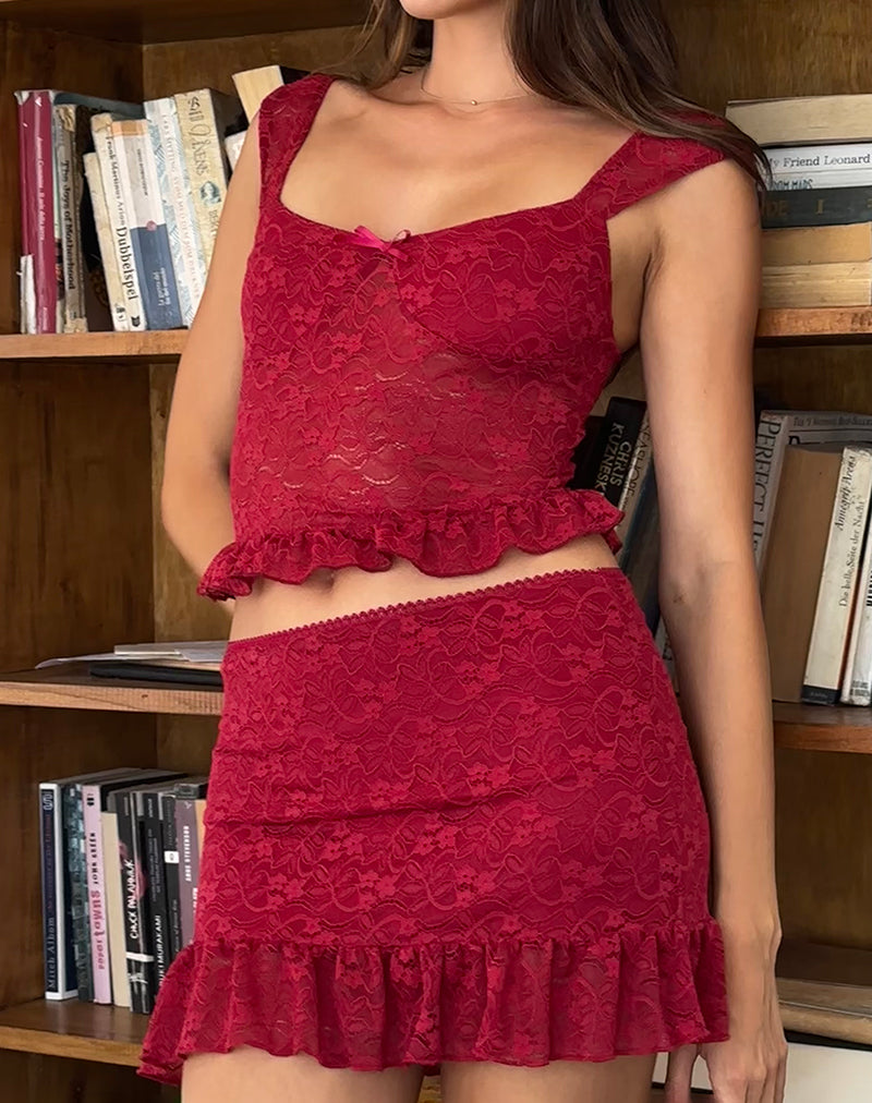 Afbeelding van Brietta Cami Top in Dieprood Kant