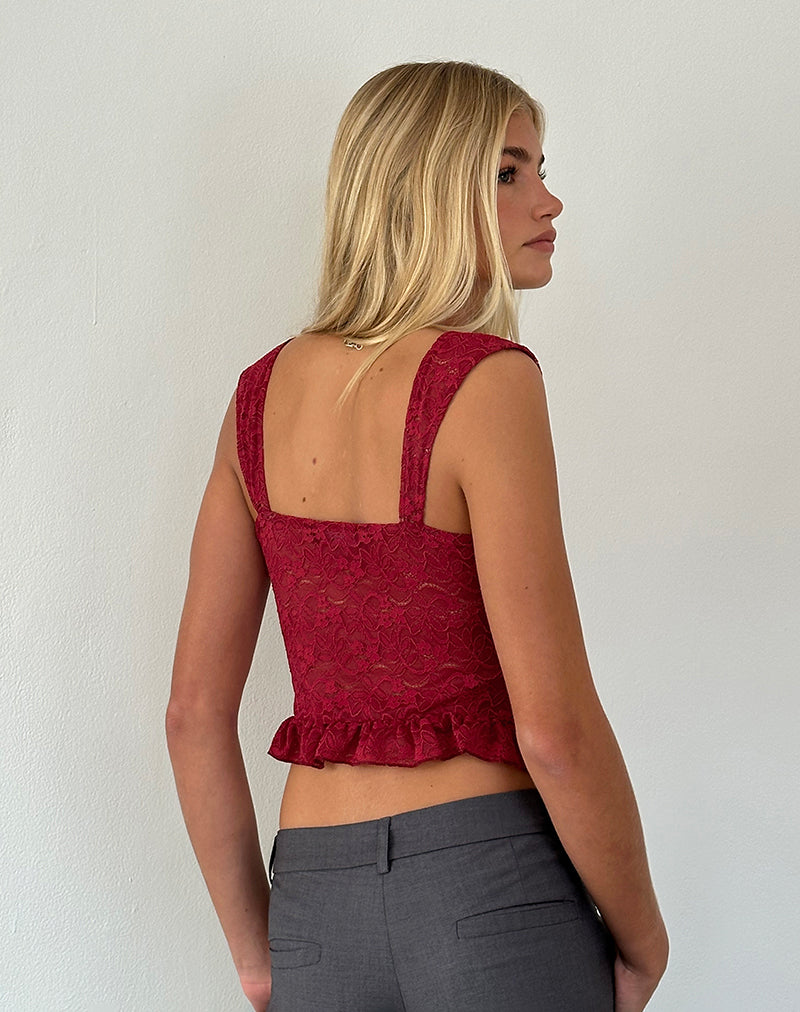 Afbeelding van Brietta Cami Top in Dieprood Kant