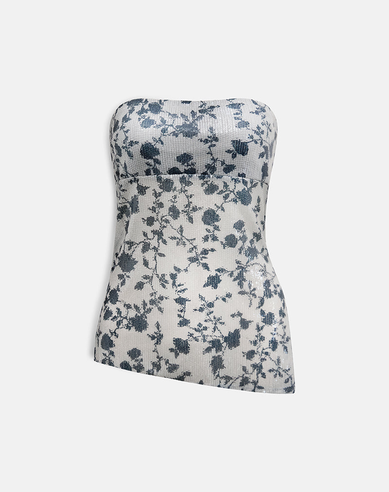 Afbeelding van Brilia Bandeau Top in Paillettenbloem Grijs