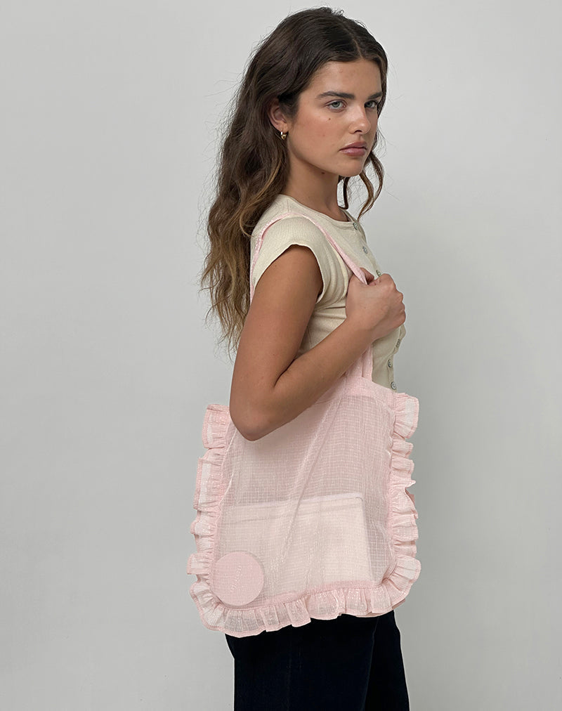 Brinana draagtas in gestructureerd chiffon roze