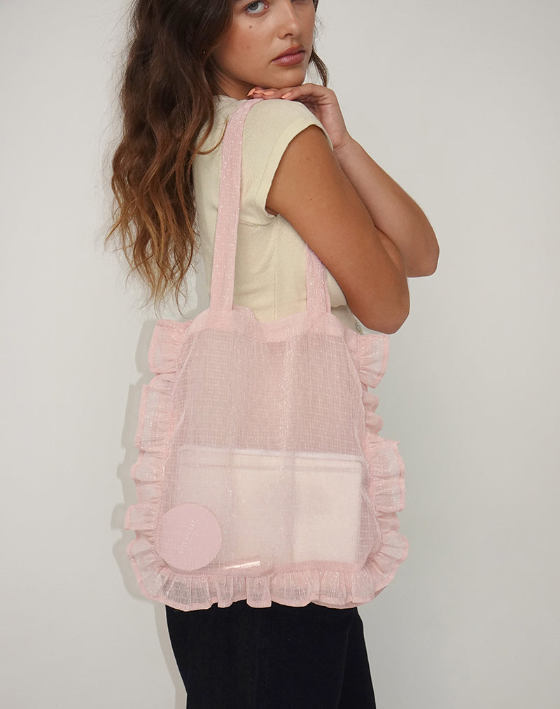 Afbeelding van Brinana draagtas in gestructureerd chiffon roze