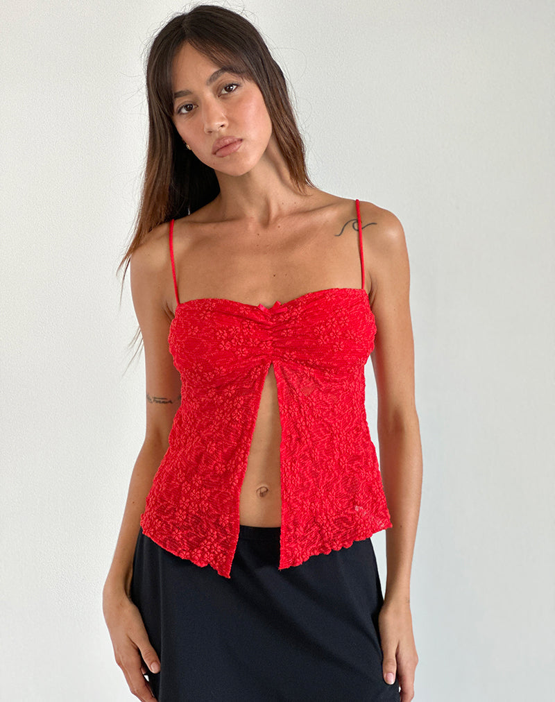 Briony Top in Kanten Rood