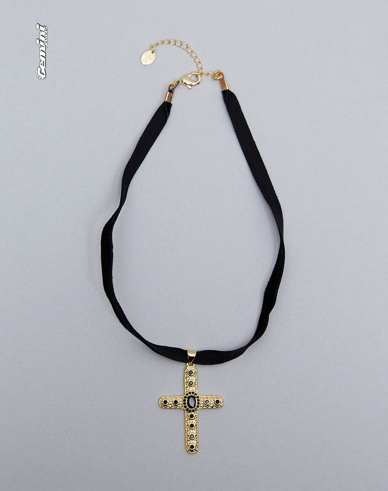 Afbeelding van Brooklyn Cross Choker Necklace by Gemini Jewels
