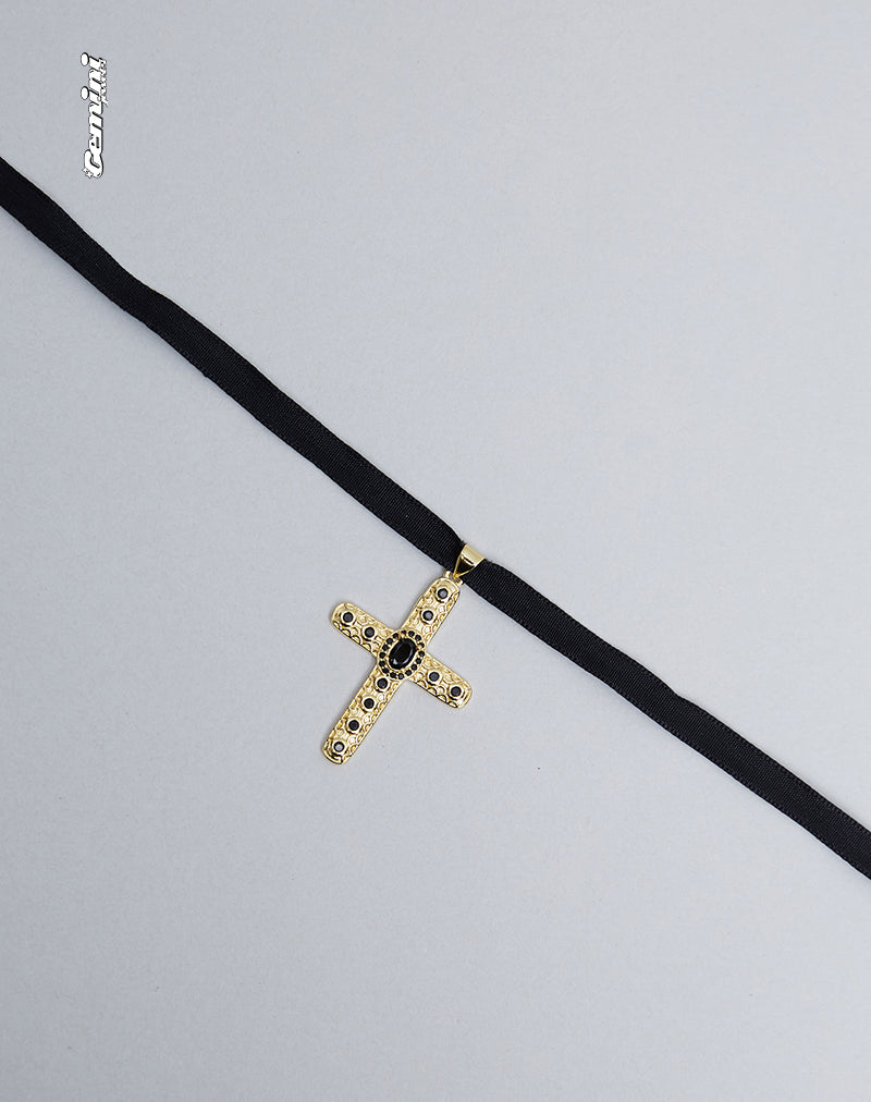 Afbeelding van Brooklyn Cross Choker Necklace by Gemini Jewels