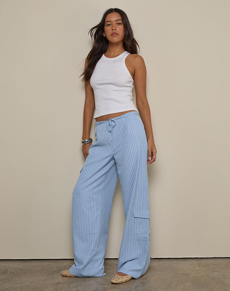 Bruna Cargo Broek in Blauw Streep