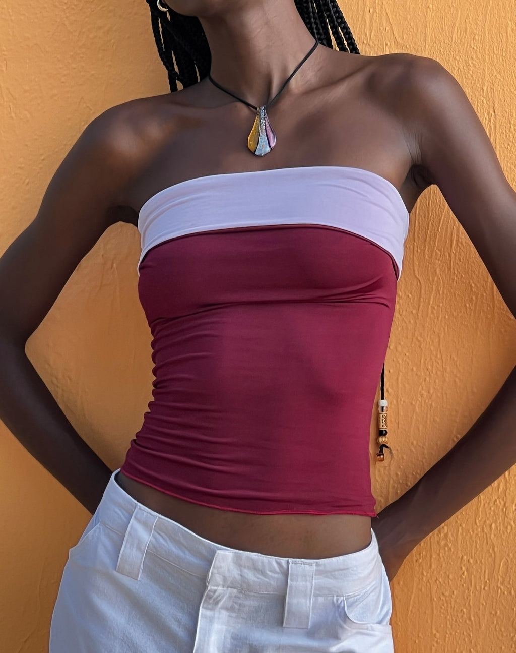 Brylee Bandeau Crop Top in Wijnlila