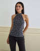 Afbeelding van Burkie Halterneck Top in Pretty Petal Flock Donkergrijs