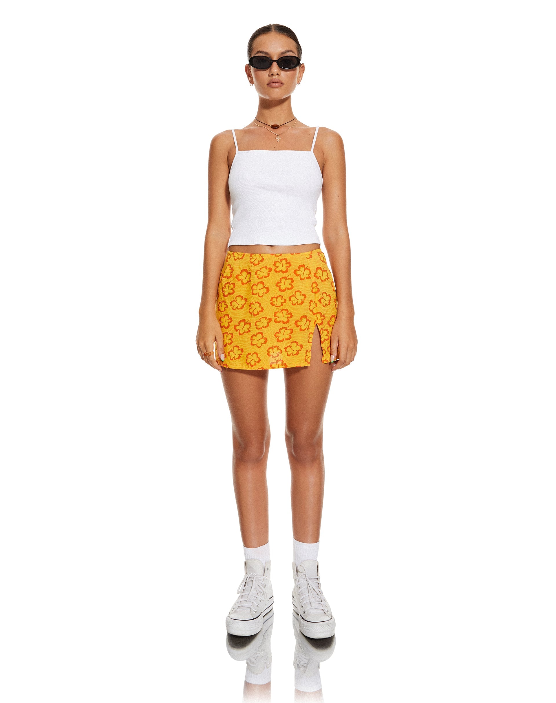 Afbeelding van MOTEL X BARBARA Shema Mini Rok in Hibiscus Zebra Oranje