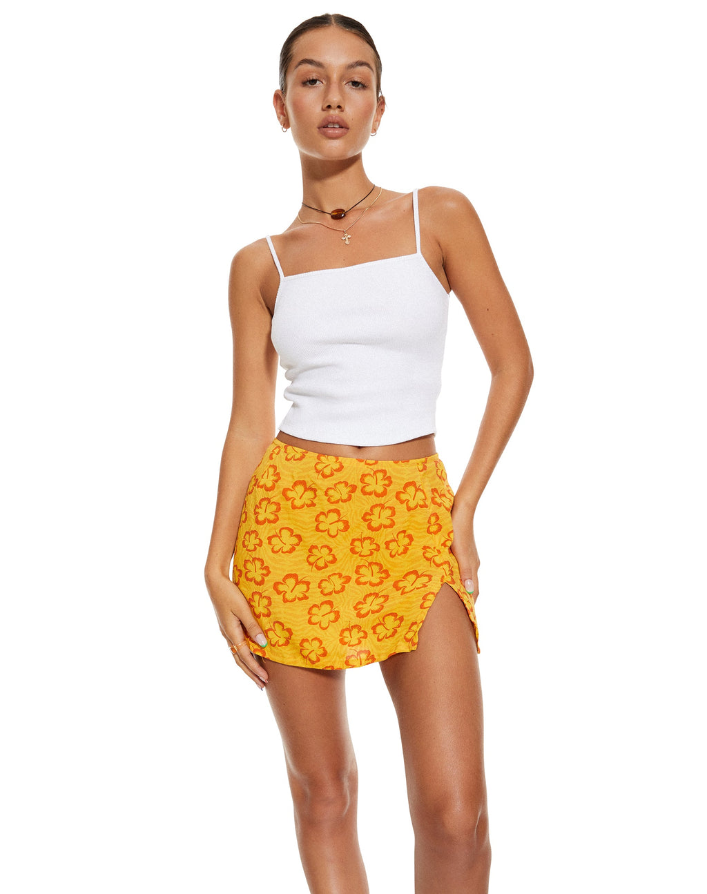 MOTEL X BARBARA Shema Minirok in Hibiscus Zebra Oranje