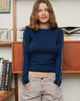 Afbeelding van Bonija Lange Mouw Top in Navy Faded Denim