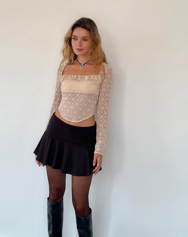 Afbeelding van Caelyn Lange Mouw Top in Textured Nude Lace