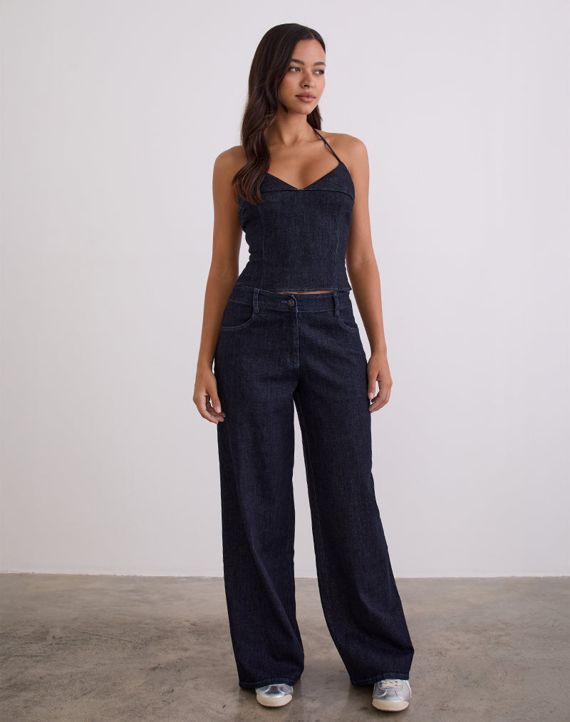 Afbeelding van Caira Chambray Halter Top in Indigo
