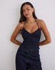 Afbeelding van Caira Chambray Halter Top in Indigo
