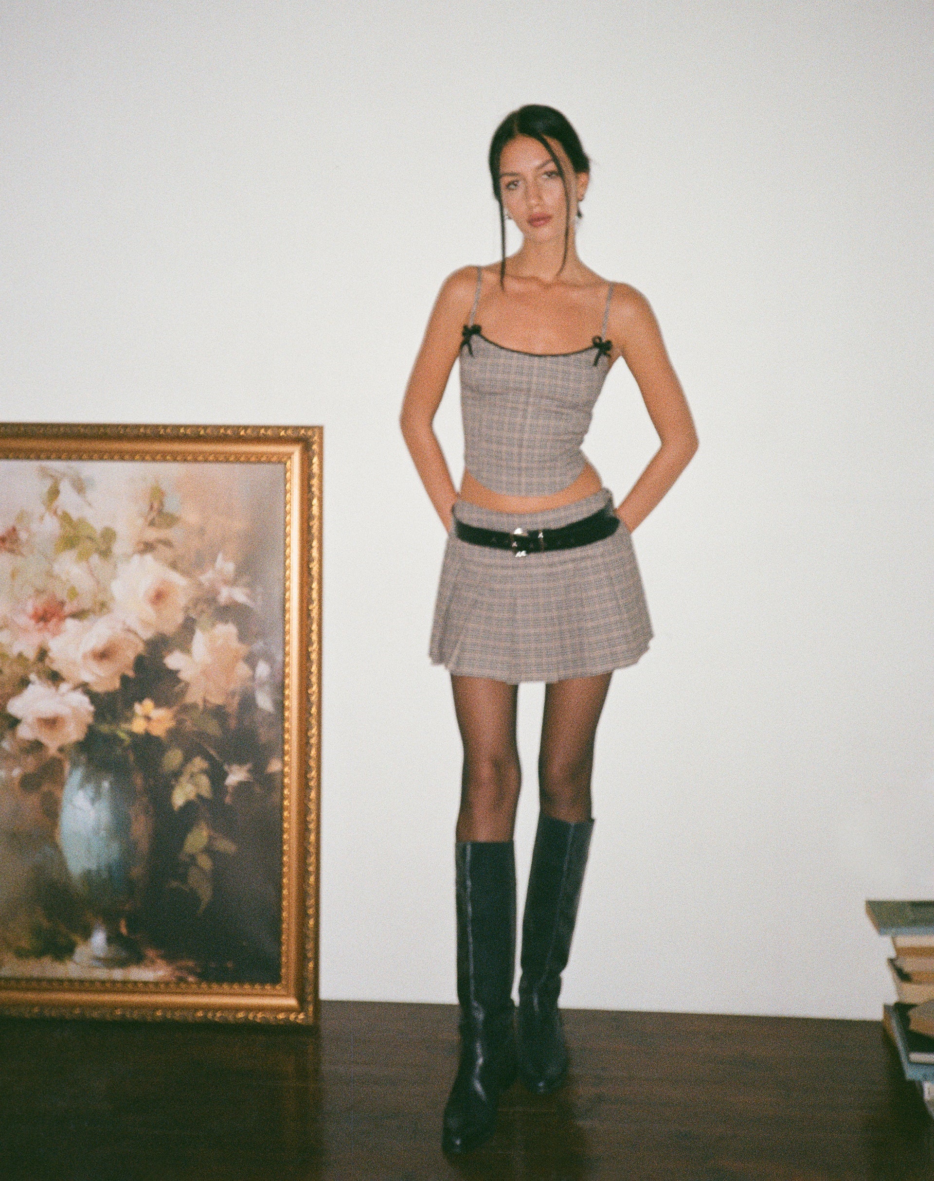 Afbeelding van Calida Corset Top in Micro Check Bruin