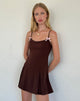 Afbeelding van Calilia Cami Dress in Bitter Chocolate met Roze Strikjes