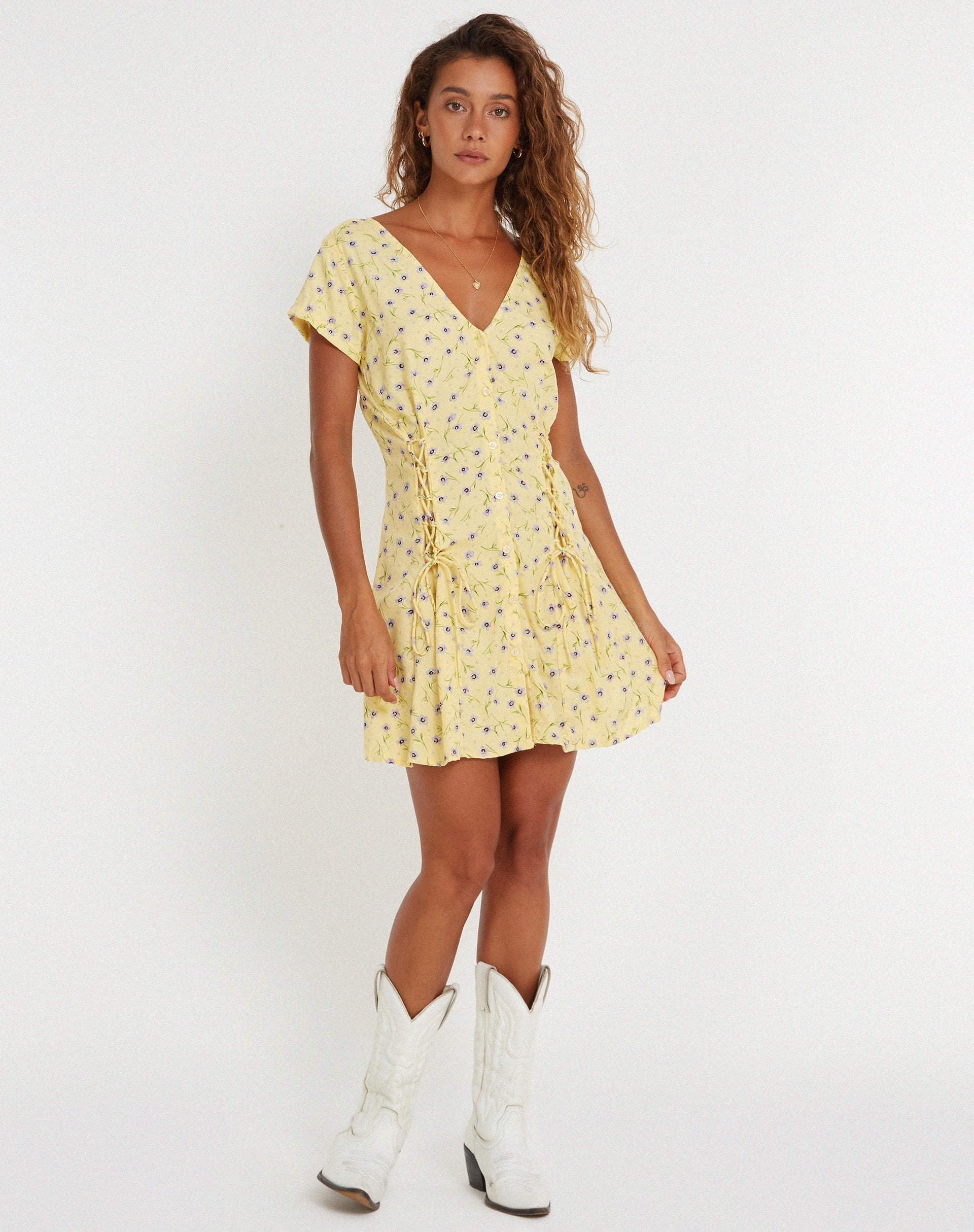 Afbeelding van Calliope Mini Dress in Wild Flower Lemon Drop