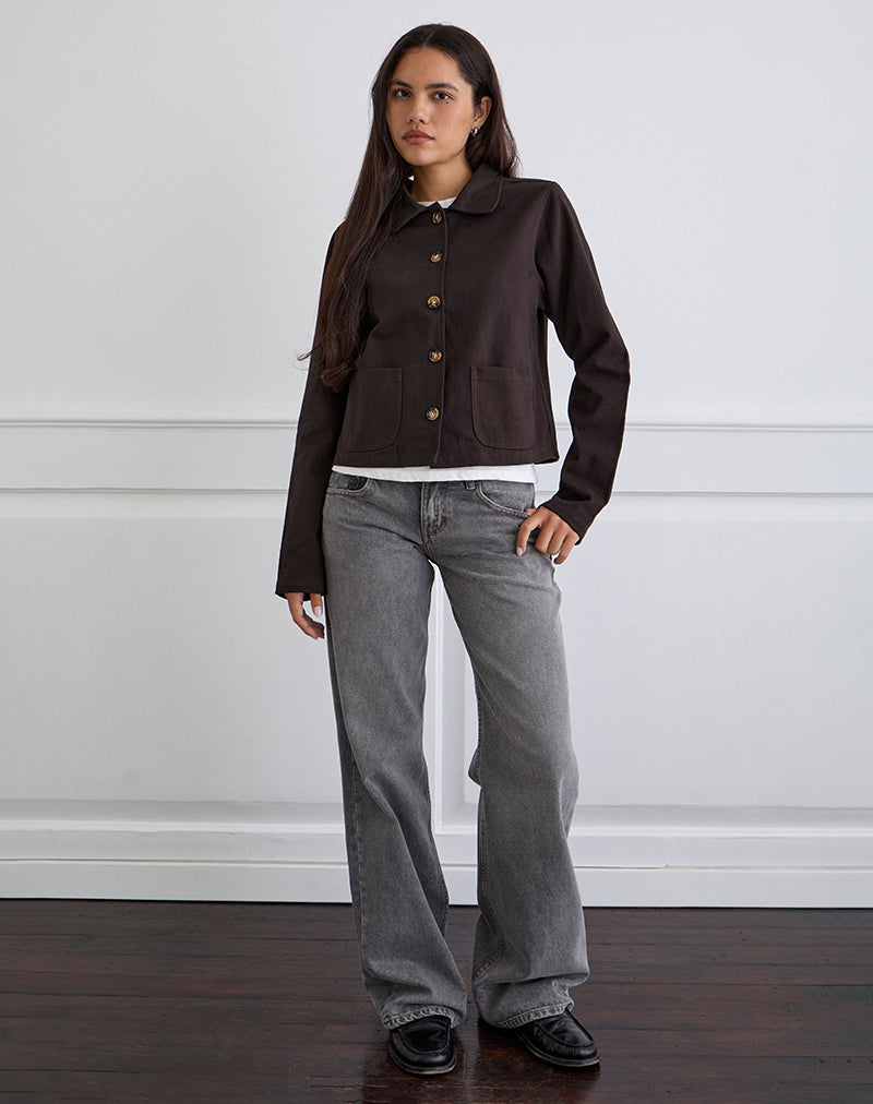 Calva Boxy Jas in Chocolade Bruin
