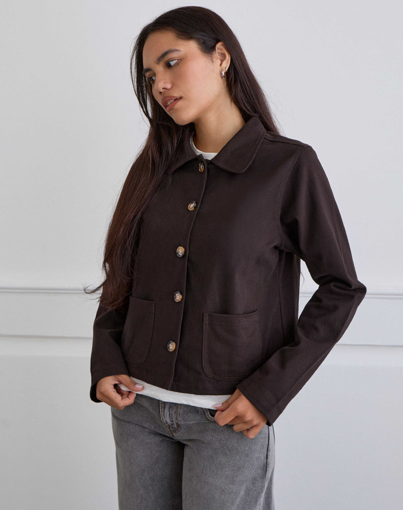 Afbeelding van Calva Boxy Jas in Chocolade Bruin