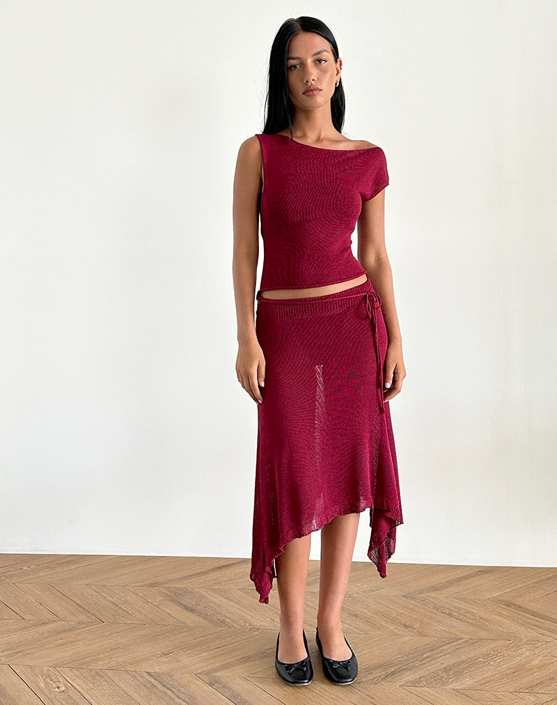 Afbeelding van Calypso Top in Sheer Knit Rood