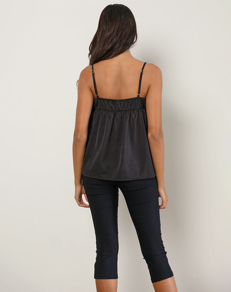 Afbeelding van Camden Longline Cami Top in Satijn Zwart