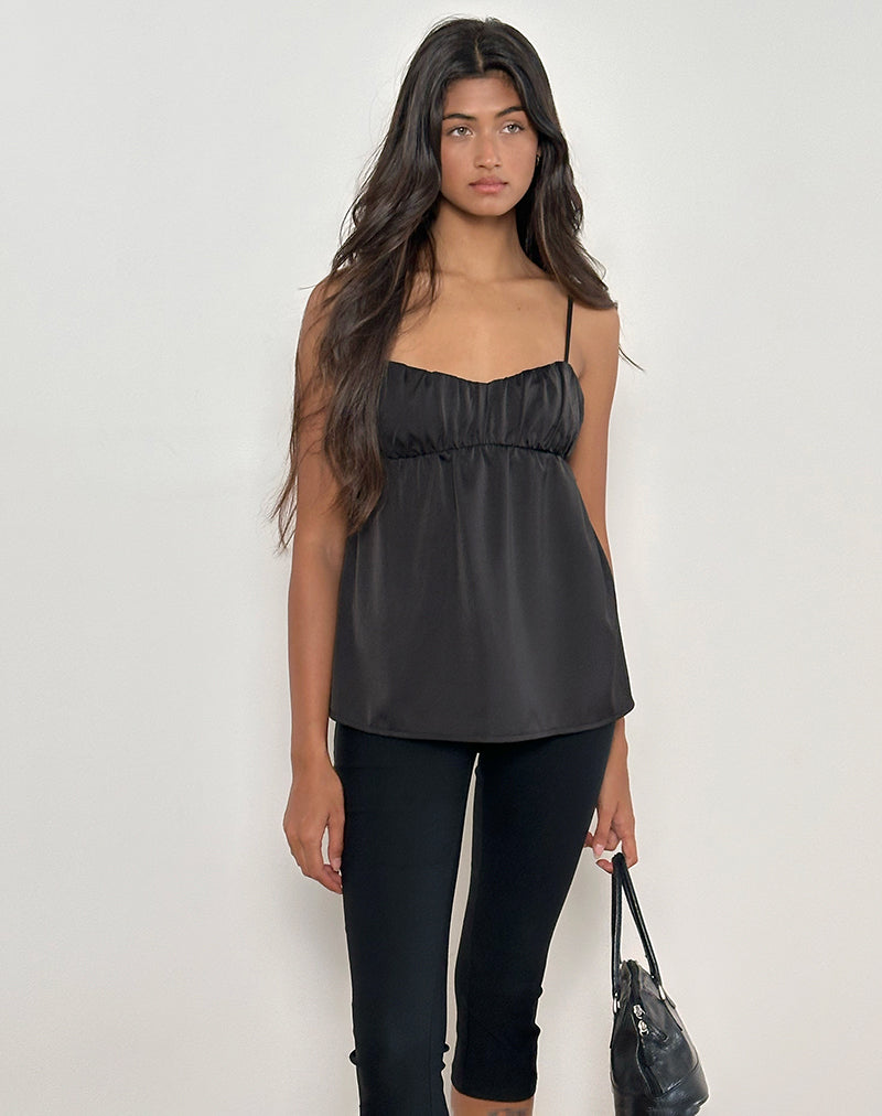 Camden Cami Top in Satijn Zwart