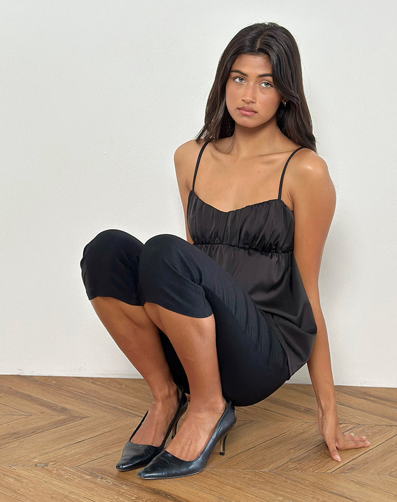 Afbeelding van Camden Longline Cami Top in Satijn Zwart
